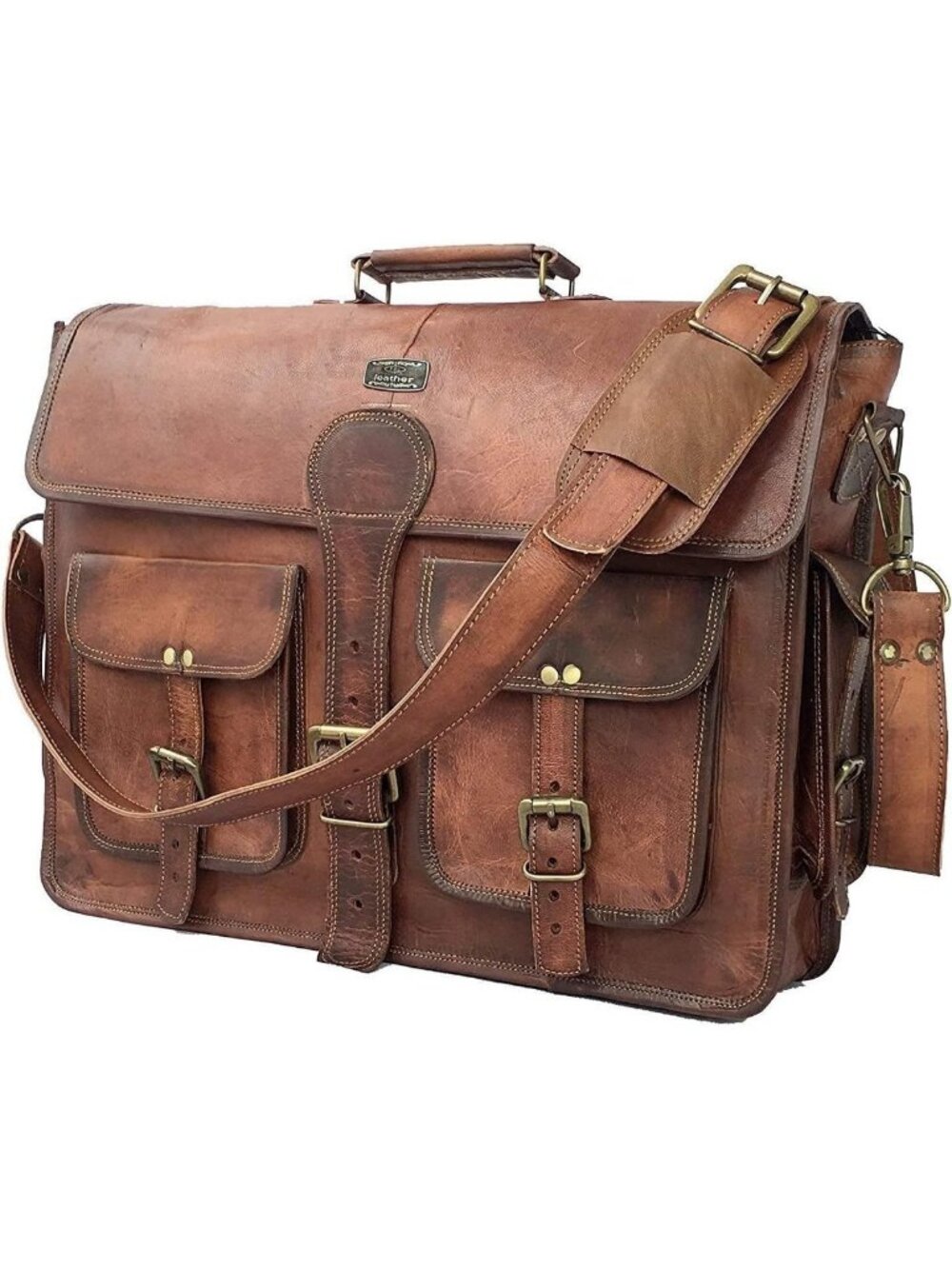 Vintage Handmade Leather Messenger Bag | 16" Laptop Briefcase Satchel for Men